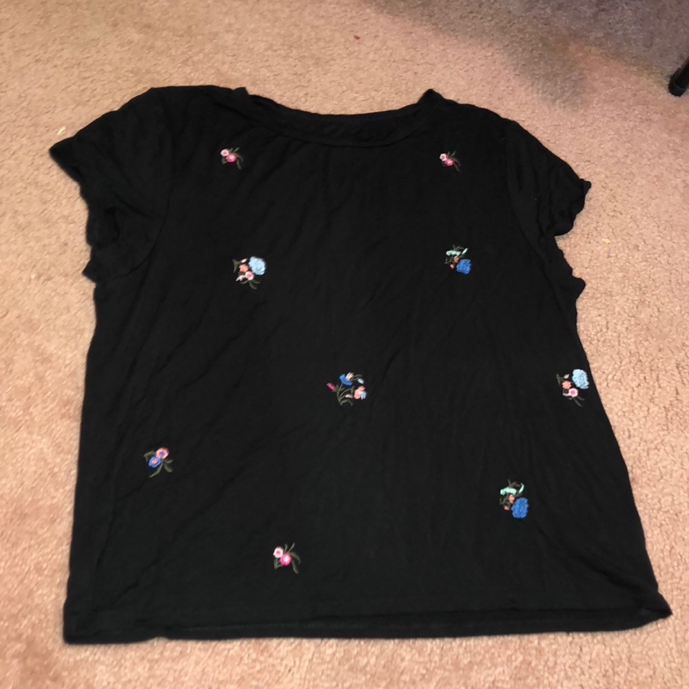 Black Floral crop top